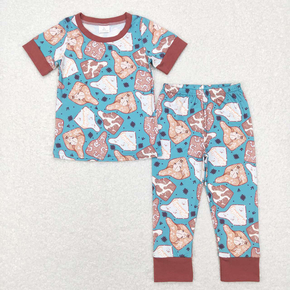 Sibling Baby Boys Girls Short Sleeves Shirts Pants Western Pajamas Sets Clothes RTS