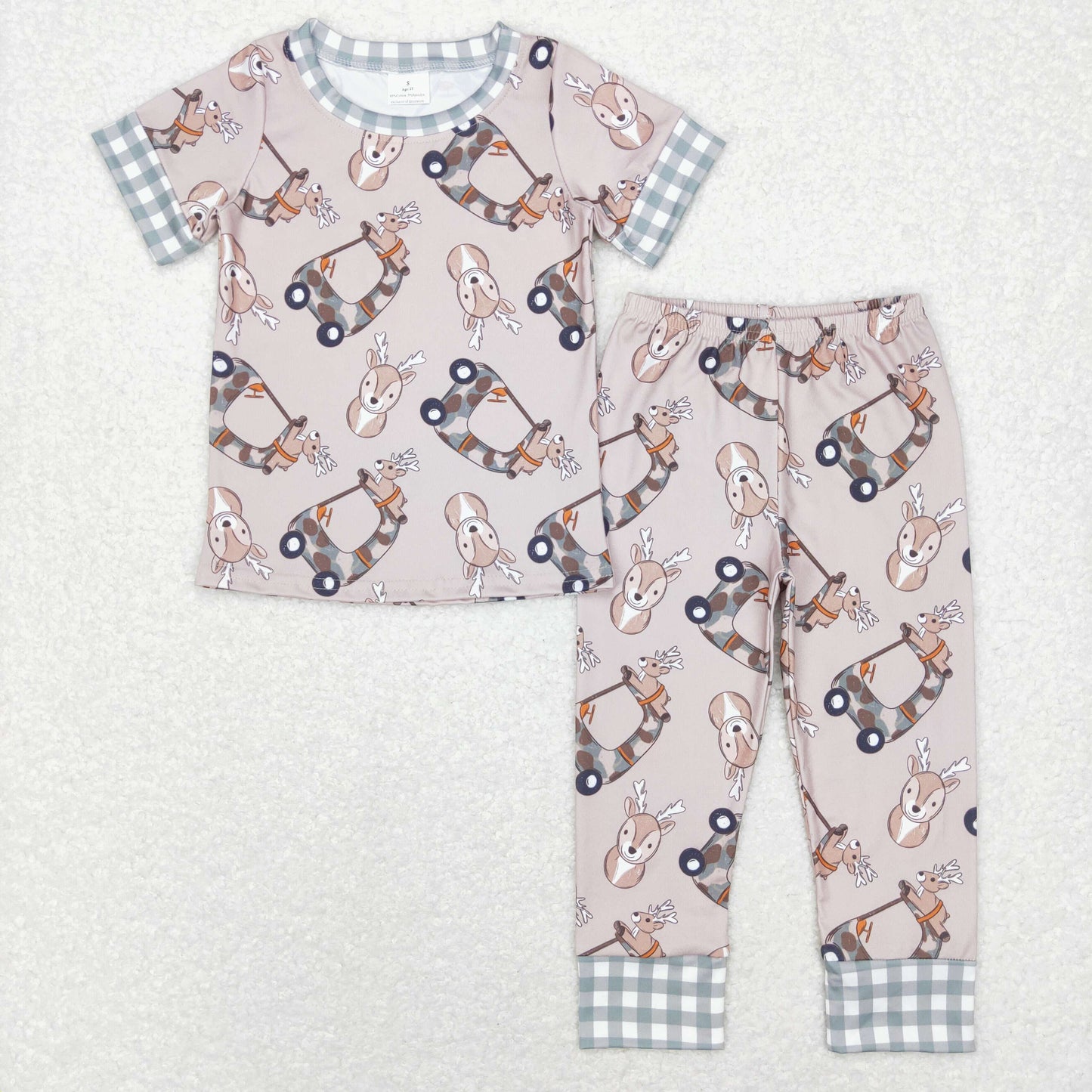 Sibling Boys Girls Kids Short Sleeves Deer Hunting Set Pajamas RTS