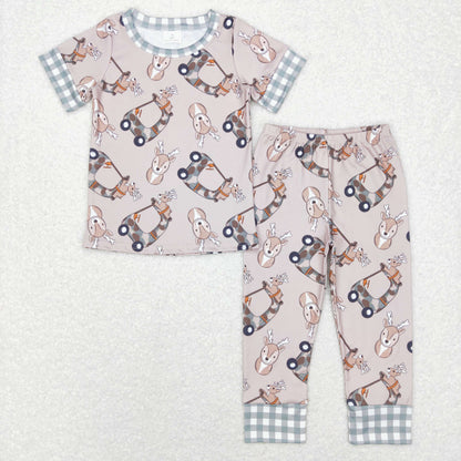 Sibling Boys Girls Kids Short Sleeves Deer Hunting Set Pajamas RTS