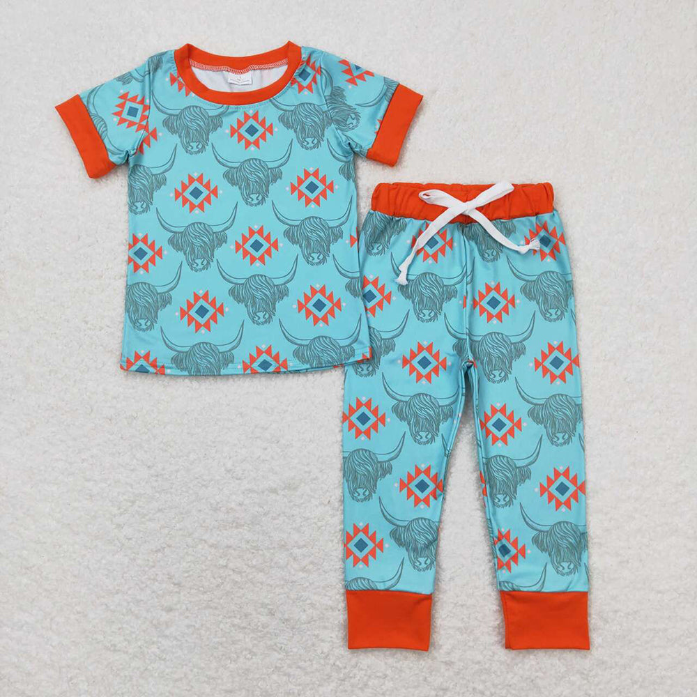 Sibling Baby Boys Girls Short Sleeves Shirts Pants Western Pajamas Sets Clothes RTS