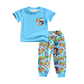 Baby Boy Blue Short Sleeves Pocket Shirt Pants Dogs Set