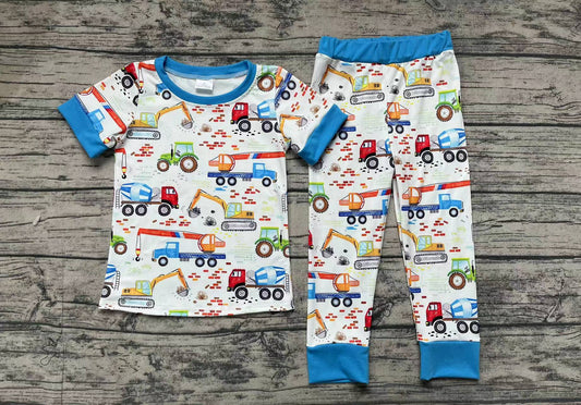 Pre-order Baby Boy Short Sleeves Construction Shirt Pants Pajamas Set