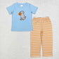 Baby Boy Short Sleeves Dogs Pumpkins Shirt Pants Set Sibling Thanksgiving RTS