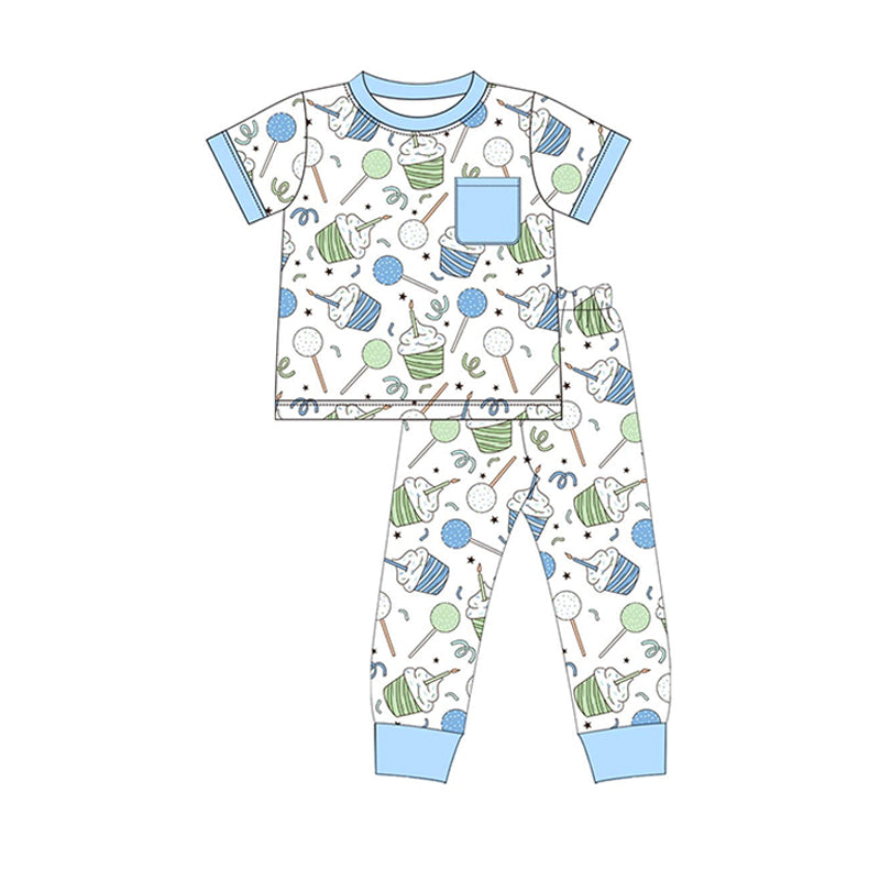 Baby Boys Cup Cake Pockets Tops Pants Pajamas Set