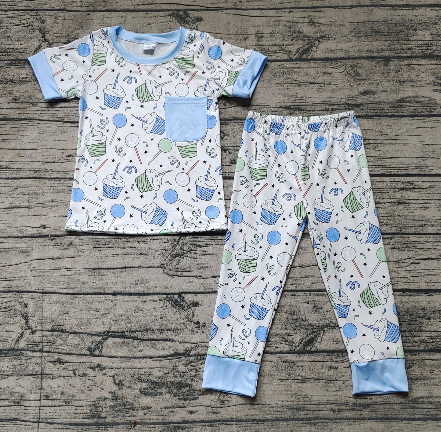 Baby Boys Cup Cake Pockets Tops Pants Pajamas Set