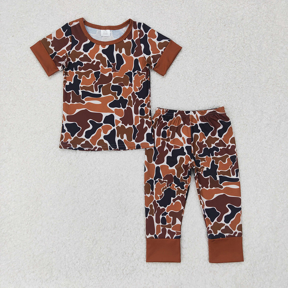 Baby Boy Short Sleeves Camo Pajamas Sibling Hunting Bamboo Clothes Set