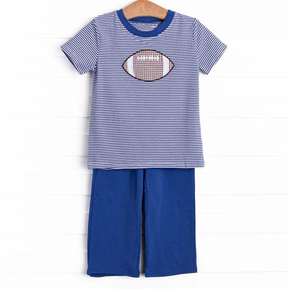 Pre-order Baby Boy Blue Stripes Football Shirt Pants Set