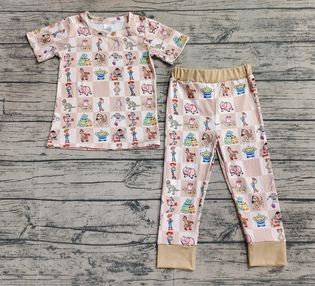 Baby Boy Short Sleeves Cartoon Toy Shirt Pants Pajamas Set