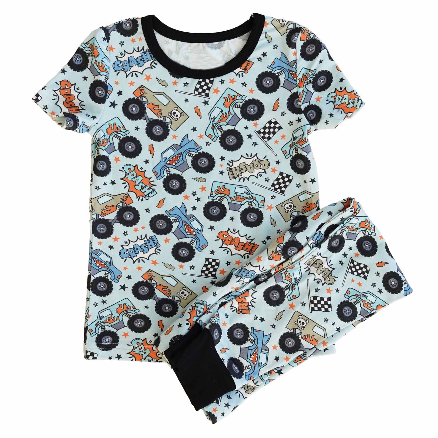 Pre-order Baby Boy Short Sleeves Trucks Shirt Pants Pajamas Outfit Set