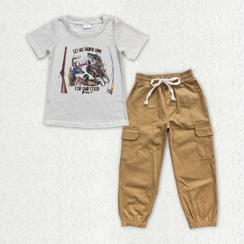 Baby Boy Short Sleeves Fishing Shirt Cargo Pants Hunting Clothes Set