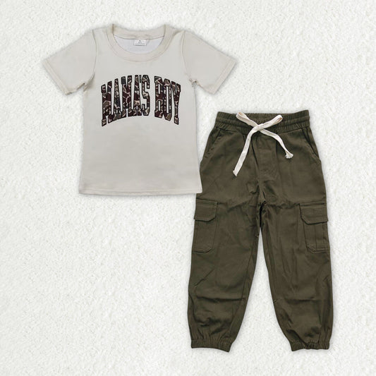 Baby Kids Mama's Boy Camo Shirt Cargo Pants Clothes Set