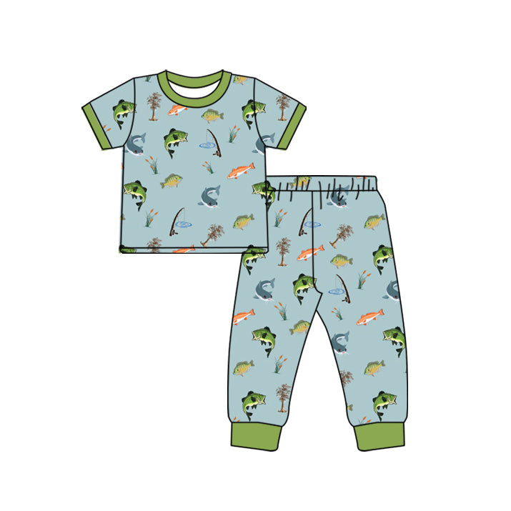 Pre-order Baby Boy Short Sleeves Fishing Shirt Pants Pajamas Clothes Set