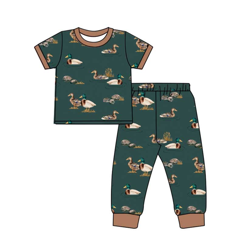 Pre-order Baby Boy Short Sleeves Ducks Shirt Pants Pajamas Clothes Set