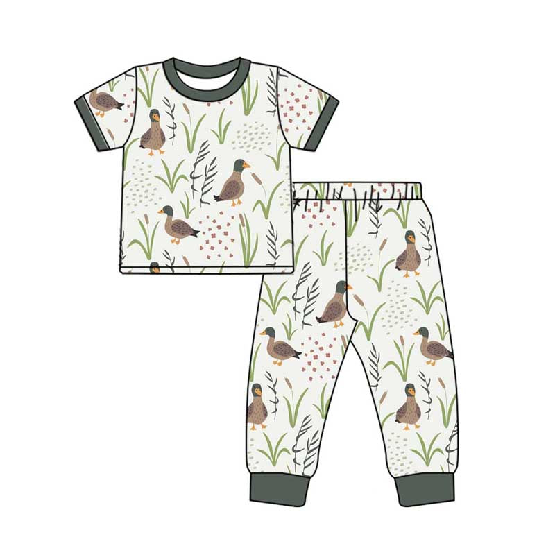 Pre-order Baby Boy Short Sleeves Ducks Shirt Pants Pajamas Clothes Set
