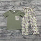 Baby Boy Short Sleeves Green Pocket Shirt Camo Pants Clothes Set