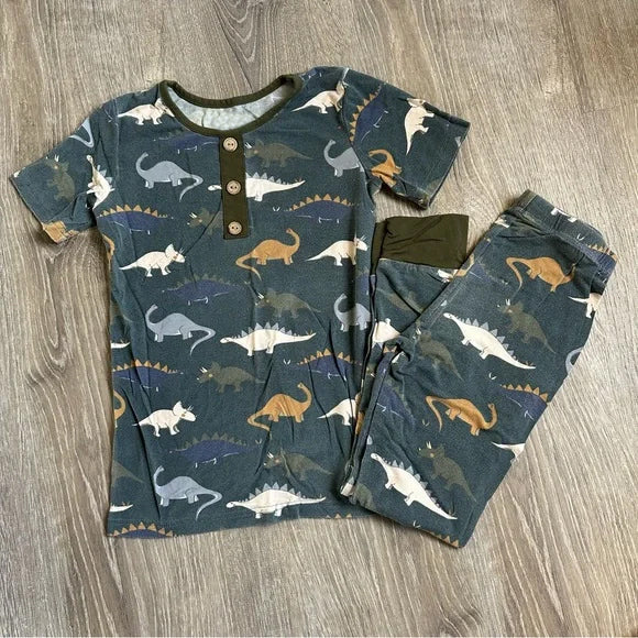 Preorder Baby Boy Short Sleeves Dinosaurs Shirt Pants Pajamas Clothes Green Set
