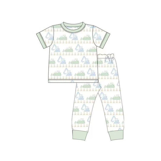 ( Moq 5 ) Preorder Baby Boys Toddler Construction Shirt Pants Pajamas Outfit Clothes Set