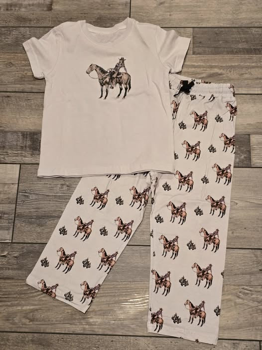 ( Moq 5 ) Preorder Baby Kids Toddler Short Sleeves Shirt Cowgirl Pants Western Clothes Set