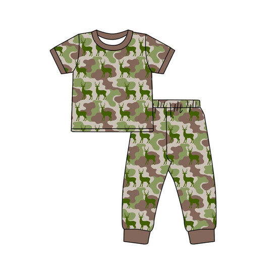 ( Moq 5 ) Preorder Baby Boys Kids Shirt Deer Camo Pants Set Pajamas Hunting Clothes