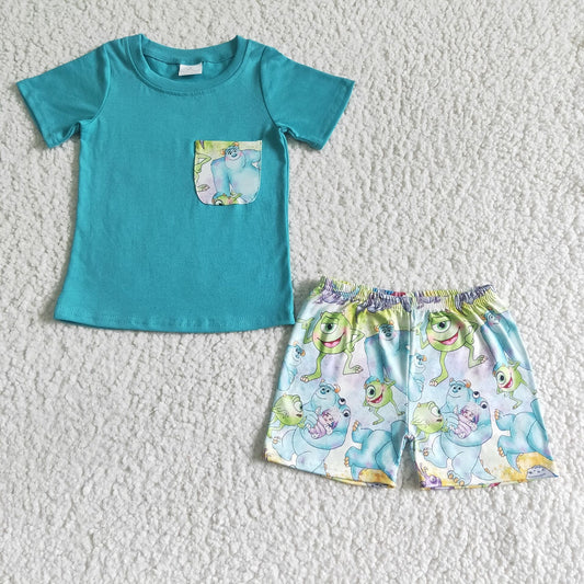 Promotion Baby Boy Short Sleeves Pocket Shirt Shorts Outfit RTS