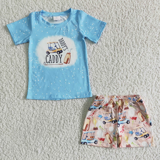 Promotion  Baby Boy Summer Short Sleeve Daddy's Caddy Shorts Outfit