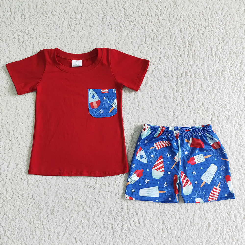 Baby Boy Girl July 4th Popsicle Sibling Summer Romper Clothes Set