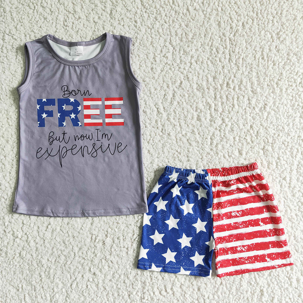 Baby Boy Girl Sleeveless 4th Of July Stars Stripes Sibling Clothes Set