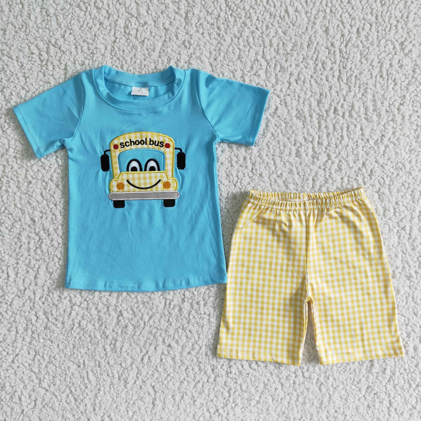 Baby Boy Short Sleeves Embroidery Sibling Back to School Outfit RTS