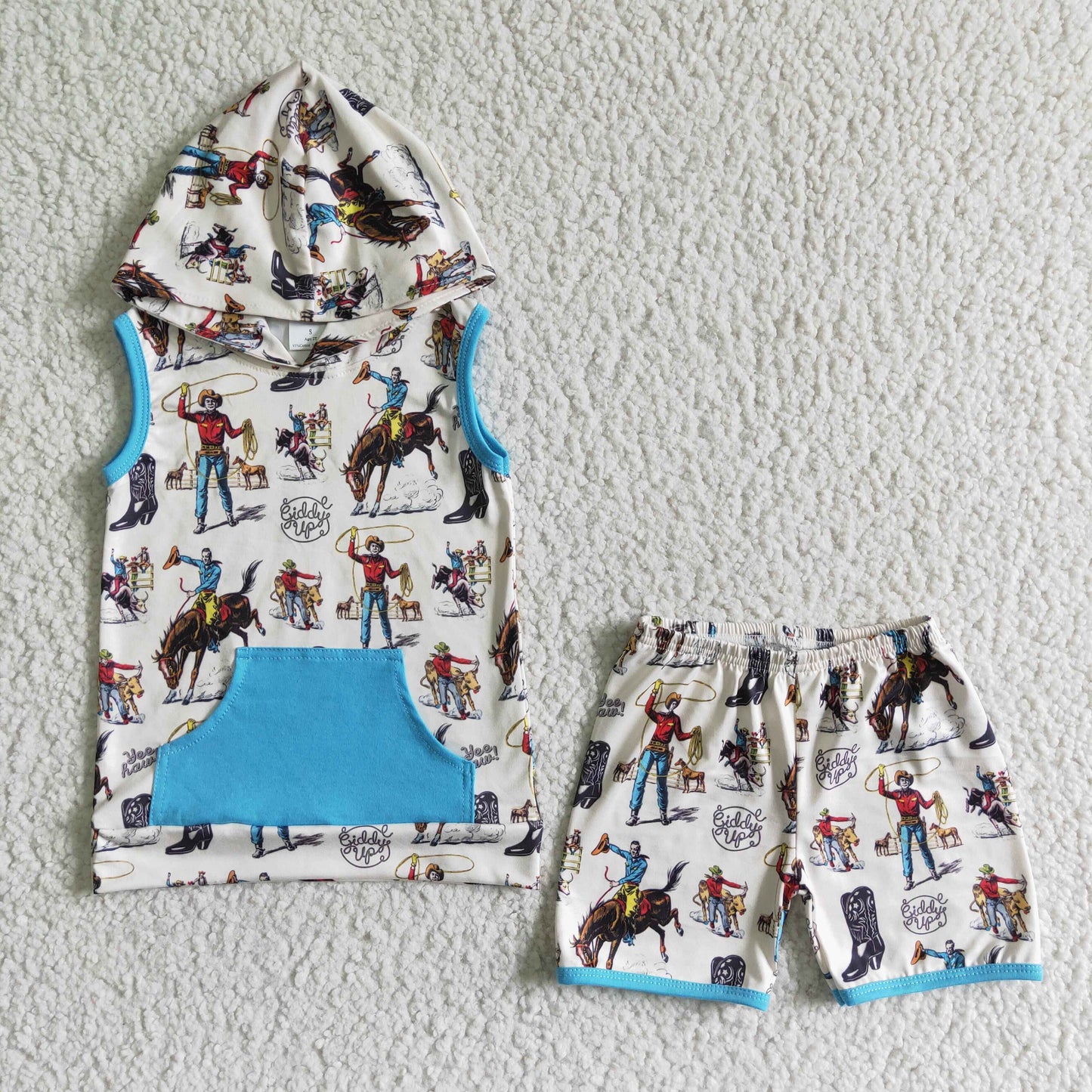 Promotion Baby  Boy Toddler Sleeveless Hoodie Shirts Shorts Sibling Set RTS