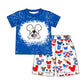 Baby boy 4th of July Blue Shirt Castle Shorts Set