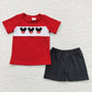 Promotion Baby Boy Red Short Sleeves Embroidery Shirt Black Shorts Cartoon Outfit RTS
