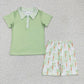 Baby Boy Girl Short Sleeves Easter Rabbits Carrots Sibling Green Romper Dress Set