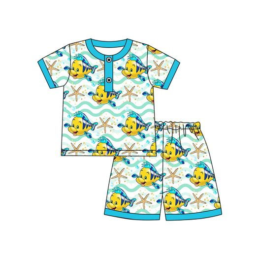 Promotion Baby Boy Summer Short Sleeves Shorts Fish Outfit