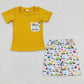 Promotion Baby Boy Short Sleeves Pocket Yellow Shirt Construction Shorts Outfit RTS