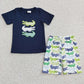 Sibling Boy Girl Short Sleeves Embroidery Shirt Shorts Sibling Set RTS