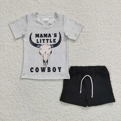 Baby Boy Kids Short Sleeves Western Cowboy Shirt Shorts Sibling Set RTS