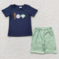 Baby Boy Short Sleeves Embroidery Baseball Shirt Shorts Sibling Set Clothes RTS