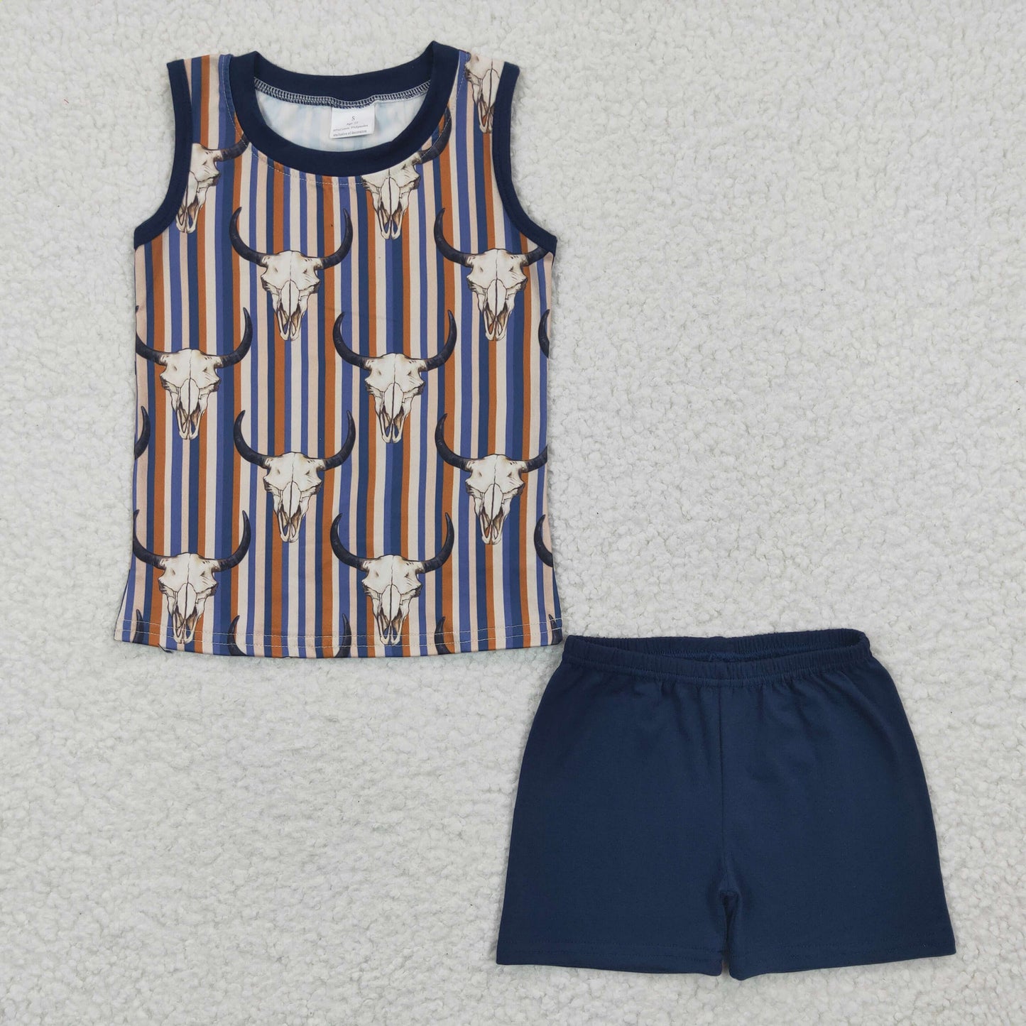 Baby Boy Sleeveless Tee Shirt Smile Western Howdy Shorts Sibling Clothes Set RTS