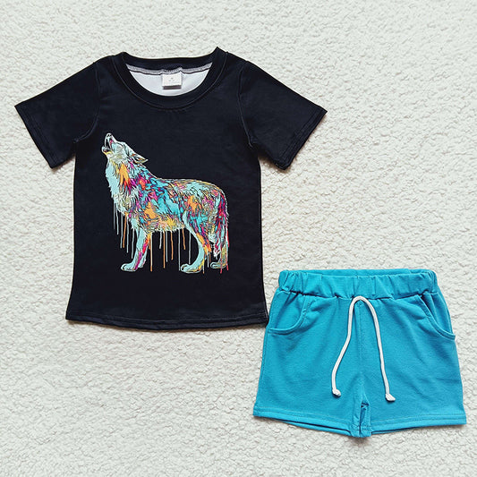 Promotion Baby Boy Short Sleeves Shirt Blue Shorts Summer Outfit RTS