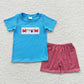 Sibling Boy Girl Short Sleeves Embroidery Crabs Shirt Plaid Shorts Sibling Set RTS