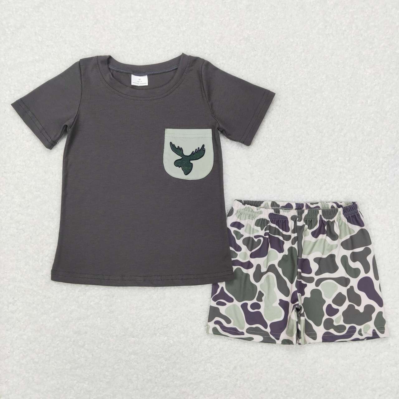 Baby Boy Short Sleeves Camo Ducks Sibling Set Summer Clothes RTS