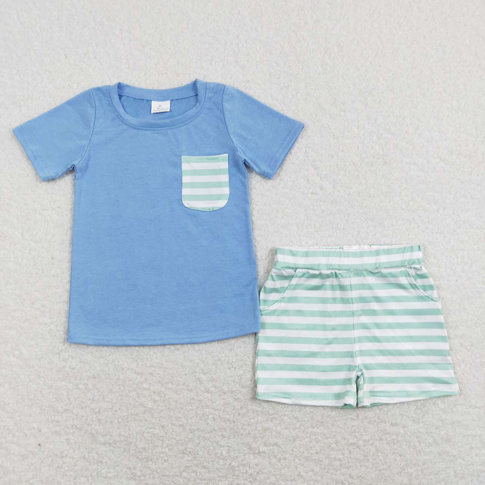 Baby Boy Short Sleeves Cotton Pocket Shirt Shorts Sibling Outfit Clothes RTS