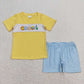Baby Boy Girl Short Sleeves Embroidery Beach Sibling Dress Romper Clothes Set RTS
