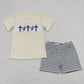 Baby Boy Girl Short Sleeves Embroidery Easter Cross Sibling Romper Dress Clothes Set