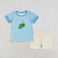 Baby Boy Girl Short Sleeves Embroidery Golf Stripes Sibling Romper Dress Set Clothes RTS