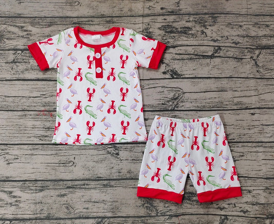 No moq Pre-order Baby Boy Crawfish Shirt Shorts Summer Set Pajamas