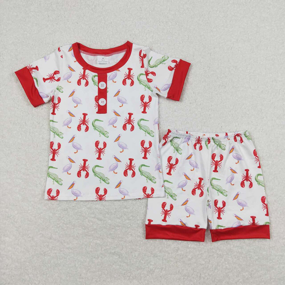 Baby Boy Girl Short Sleeves Crawfish Sibling Dress Pajamas Clothes Set