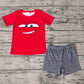 Pre-order Baby Boy Red Short Sleeves Car Shirt Plaid Shorts Summer Set