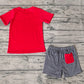 Pre-order Baby Boy Red Short Sleeves Car Shirt Plaid Shorts Summer Set