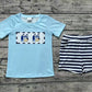 Baby Boys Blue Short Sleeves Dogs Shirt Stripes Shorts Clothes Sets